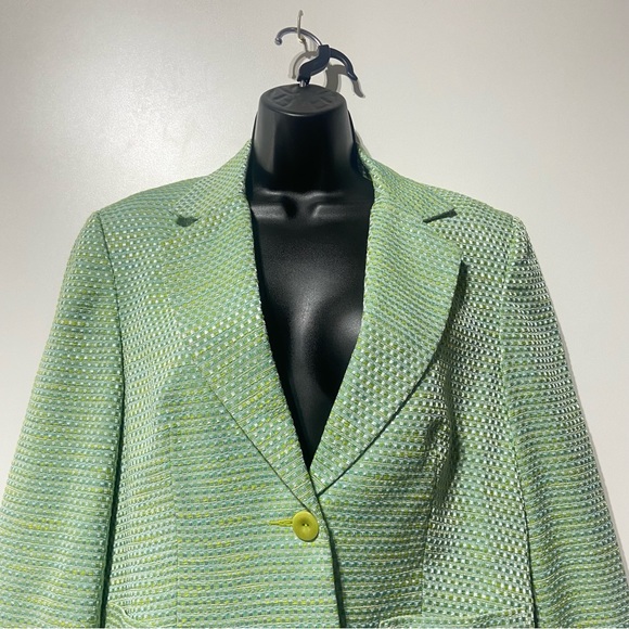 Talbots Green Tweed Boucle Blazer Jacket Size 10 Single Button NWOT - Picture 4 of 12